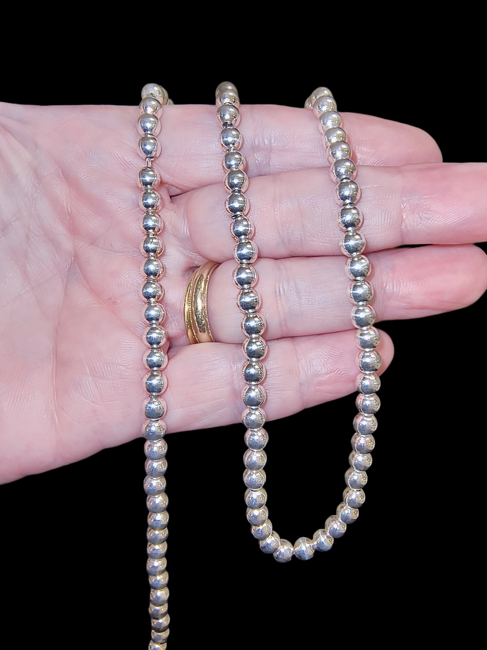 Heavy Sterling Silver Unisex Italy Beaded Chain Necklace 37 Grams - Picture 5 of 10